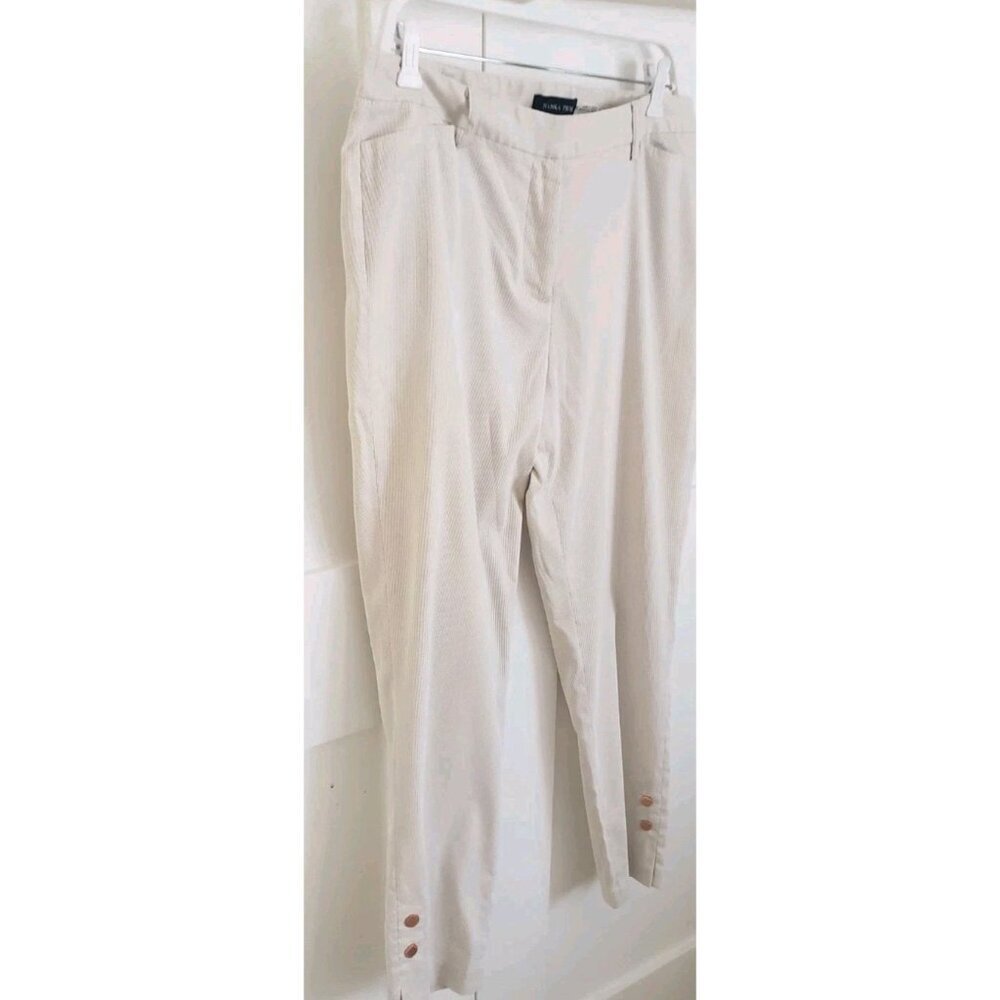 IVANKA TRUMP ANKLE-LENGTH RIBBED TEXTURE BEIGE PANTS SZ 12 - Picture 2 of 8